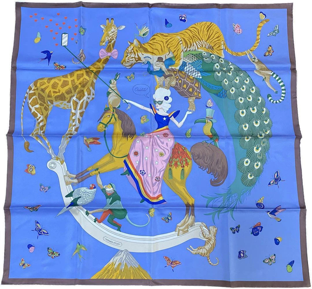 Authentic HERMES Scarf Silk 100% Carre 90 Hermes Story with Box New | eBay