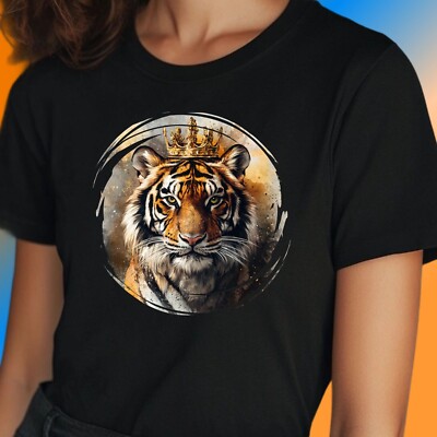 Women's King Tiger Print Cotton T-Shirt Size S to 3XL