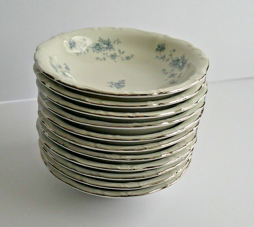 Johann Haviland Bavaria Fruit/Dessert Bowl Blue Garland Platinum Trim Set of 11 - Picture 2 of 10