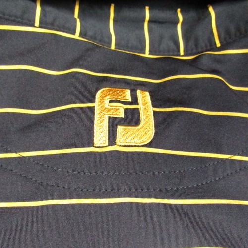 Footjoy Shirt Mens Large Black Gold Pinstripe Polo Golf Lisle Performance - Picture 7 of 14
