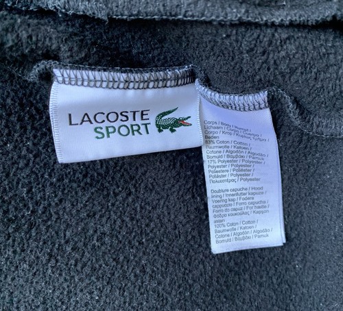 Lacoste Hoodie Mens XL NOVAK DJOKOVIC Sport Zip Black Tennis Pullover Logo Print - Picture 11 of 12