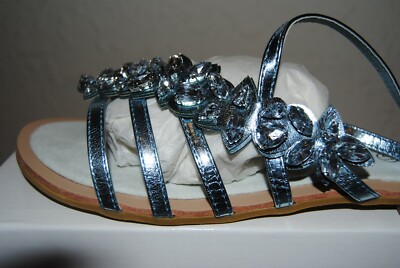 rb roccobarocco  Sandalen Metalik  Eisblau  mit Strass Steinen  Gr. 40 - 41 