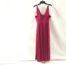 Asos Pink Maxi Pleated Dress Sleeveless Front Slit Sz 12 Pink Formal Bridesmaid
