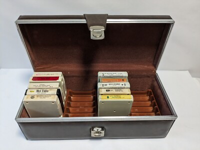 Vintage 8 Track Brown Vinyl Carrying Case Holds 24 Tapes - Includes 10 ...