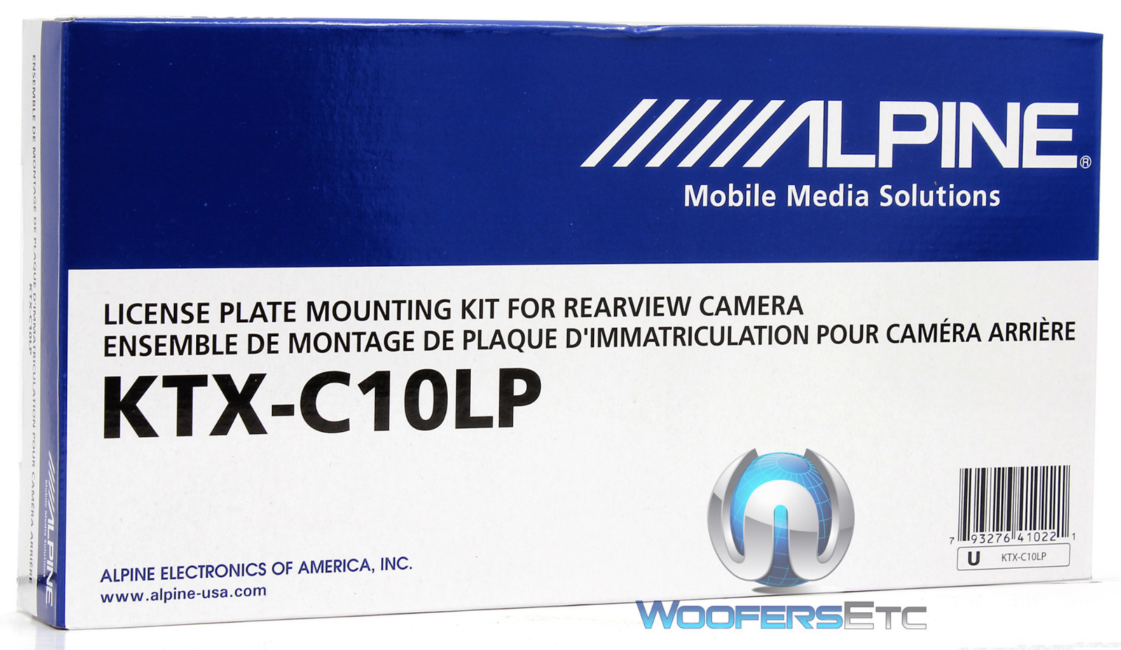 KTX-C10LP ALPINE LICENSE PLATE MOUNTING KIT FOR SELECT ALPINE REAR-VIEW ...