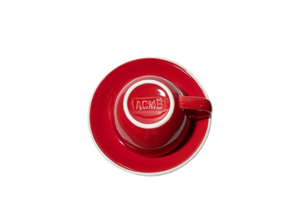 Juego de tazas y platillos de café capuchino ACME Classic medianos de 6 oz - rojo Foto 3 de 3