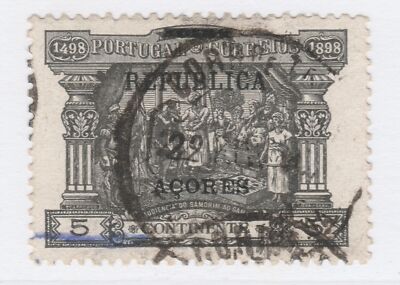 Portugal Acores Azoren 1911-12 Optd REPUBLICA 5r gebraucht A27P29F23745