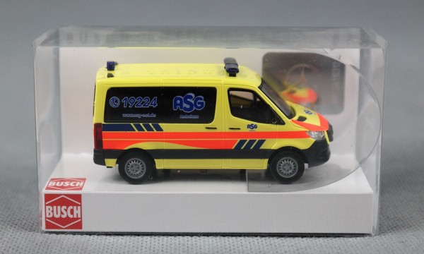 Busch 53457 H0 1:87 Mercedes-Benz Sprinter Kurz, Asg Ambulanz Hh Neuware!-image