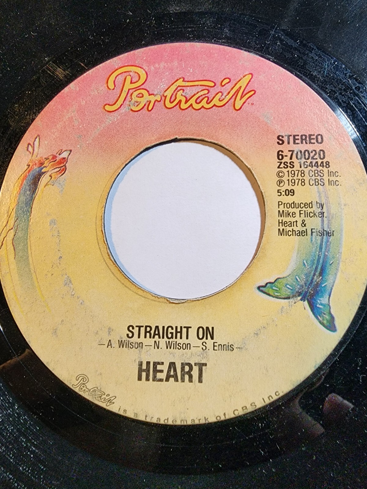 Heart "Straight On" "Lighter Touch" (45RPM Single, 1978) Portrait GOOD+ F255