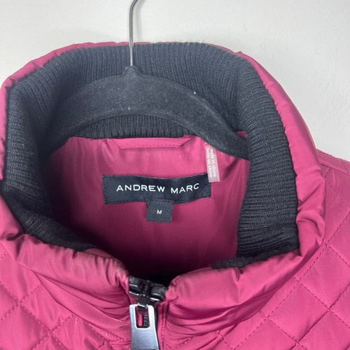 Andrew Marc Women's Quilted Insulated Full Zip Vest Burgundy Black Medium - Picture 3 of 9