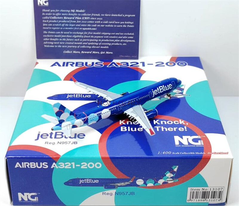 1:400 for NG Models JetBlue for Airbus 321-200/w N957JB Knock