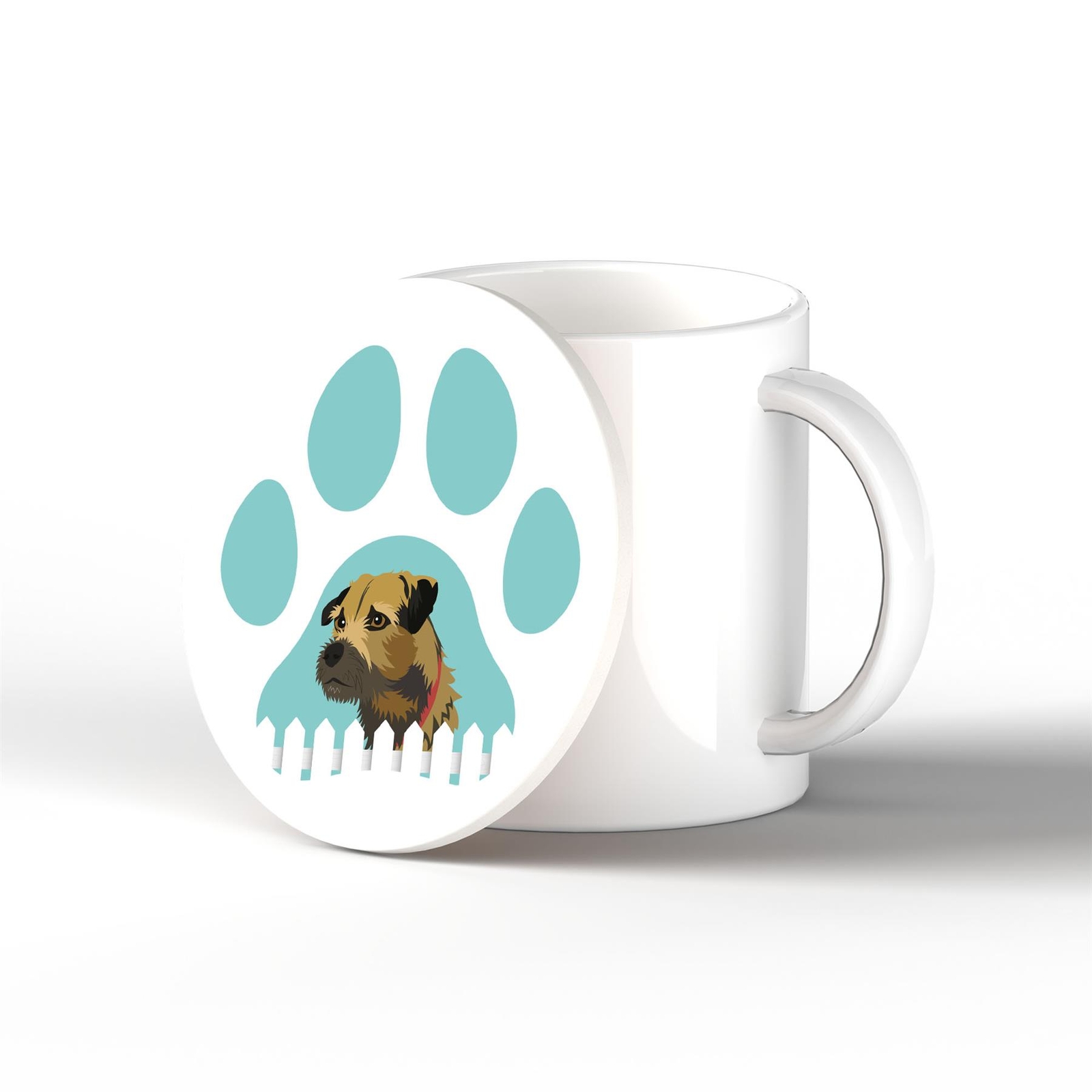 Border Terrier Pawprint Kate Pearson Illustration Ceramic Coaster Dog Gift