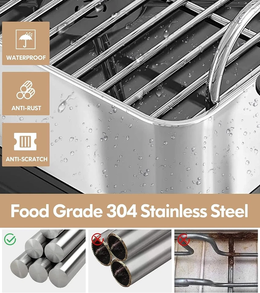 Juego de Estante para Platos y Escurridor, 304 Acero Inoxidable 2 Niveles Estante de Secado de Platos Grande Foto 4 de 4