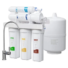 5 Stage Undersink Reverse Osmosis Water Filtration System 75 GPD Membrane Filter