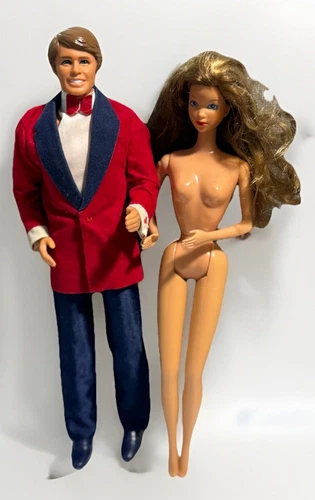 Vintage 80s Mattel Ken and Barbie Doll The Heart Family Red Suit w/ Shoes Bowtie