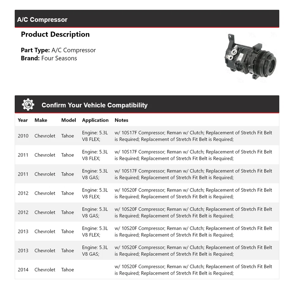 Compressor AC Chevrolet Tahoe 2010-2014 4 temporadas 2011 2012 2013 - Imagem 2 de 4
