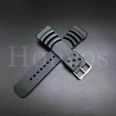 20 22 24 MM Black Silicone Rubber Watch Band Strap Fits for Citizen Diver New