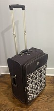 Diane von Furstenberg DVF Logo Brown Leather Trim Roller Bag Luggage 22x15 RARE