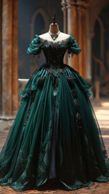 Victorian Evening Dresses Applique Pleated Lace-up Corset Fantastic Party Gown