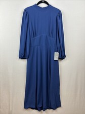 NWT Maggy London Ink Blue Long Sleeve Mock Neck midi dress Size 10 36 