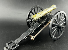 Miniature Spring-Loaded TOY CANNON Cast Metal Marked ART 374 Made in ITALY