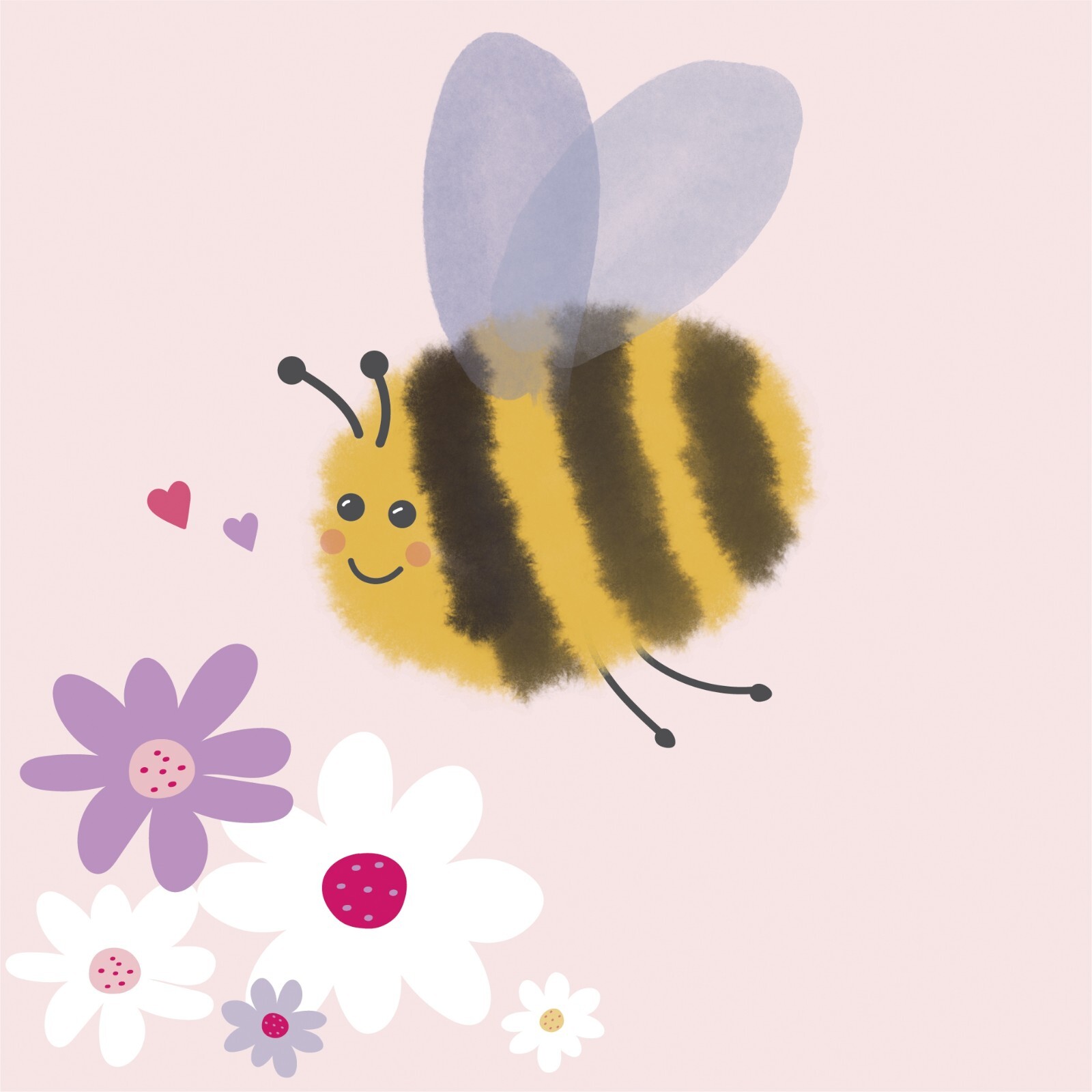4 x Paper Napkins/33cm/3Ply/Decoupage/Insects/Flowers/Bumble Bee on Light Pink