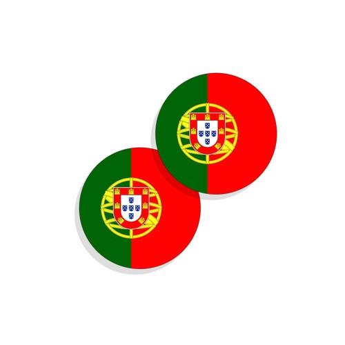 Portugal Flag Stickers Flag Decals Vinyl Stickers Round Set of 4 Portugese Flag - Picture 3 of 4
