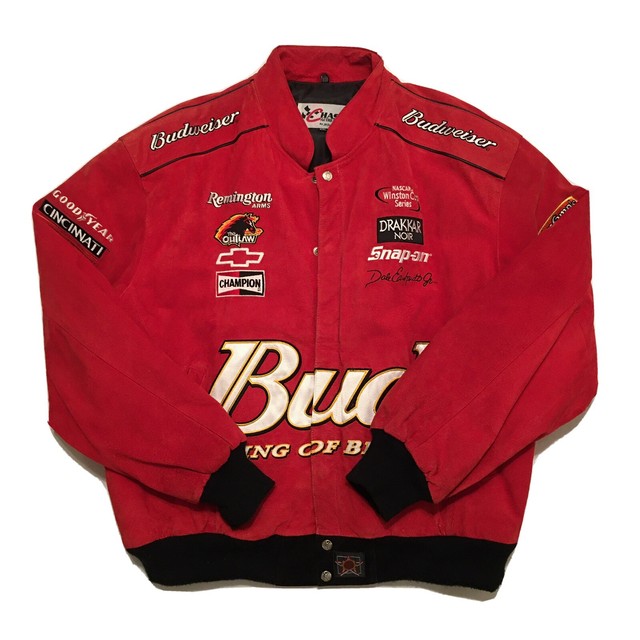 Dale Earnhardt Jr Jeff Hamilton BUD Leather Jacket Size XXL Red Chase Authentics | eBay