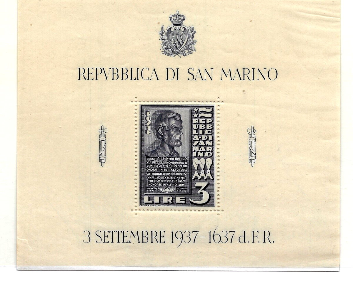 SAN MARINO, 1938 Sheet Sc#186 MLH OG VF | eBay