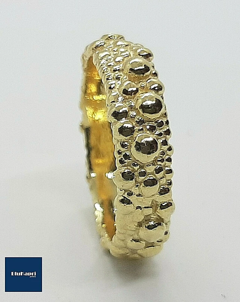 Anello rosario fede argento 925 oro giallo fascia perlinata fedina - Immagine 2 di 4