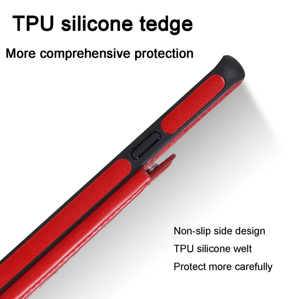 For Samsung S20 S21 Plus Note10 Luxury Pattern PU Leather Black Case Phone Cover - Image 3 of 4