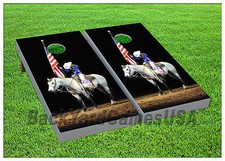CORNHOLE BEANBAG TOSS GAME American Cowboy Red Blue w Bags Game Boards Set 1059
