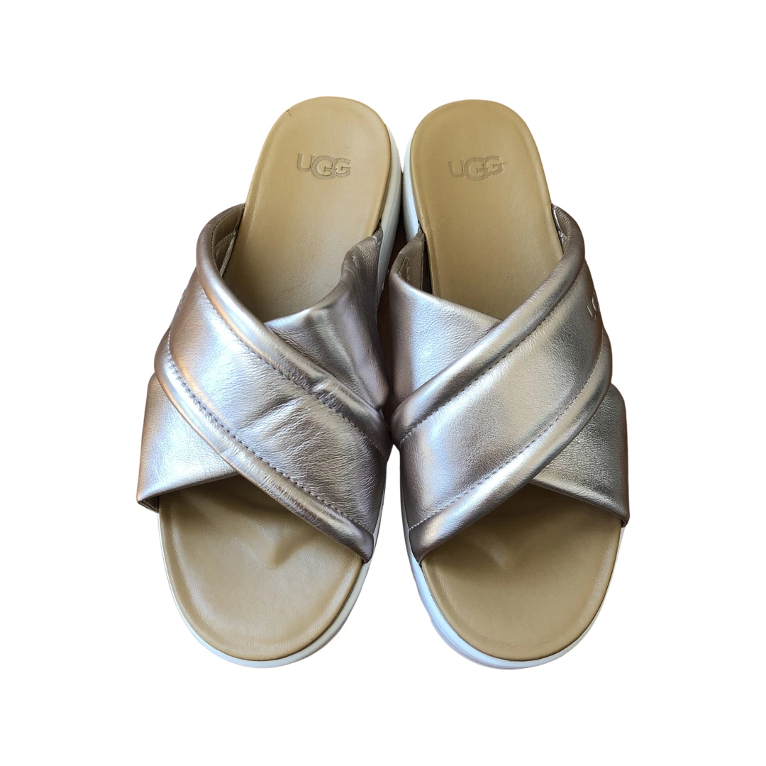 UGG Women s Zayne Crossband Platform Sandals Rose Gold Metallic