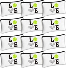 Moukeren 12 Pieces Tennis Makeup Bag Cosmetic Bag with Zippers Womens - White