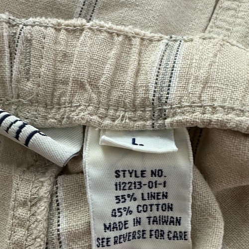 Pantalones de pijama vintage años 90 GAP L beige mezcla de lino rayas minimalista grunge DEFECTUOSOS - Imagen 16 de 18