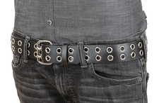 2 Row Grommet Eyelet Leather Belt Punk Gothic Uniform Heavy Duty USA Made Belt