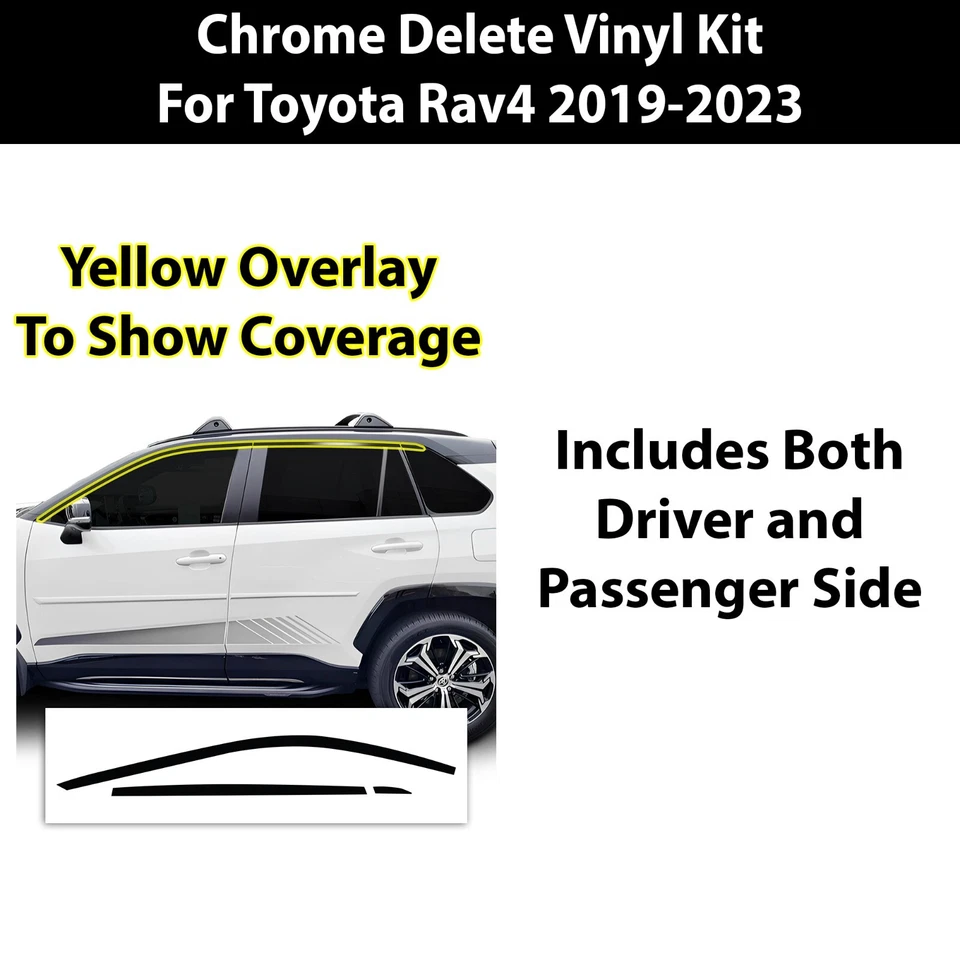 Se adapta a Toyota Rav4 19-25 ventana lateral cromada borrar calcomanía adorno de vinilo oscurecido Foto 2 de 4