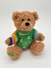 Allied Patrick Curly Teddy Bear Plush in Green Ireland Knit Sweater 8”