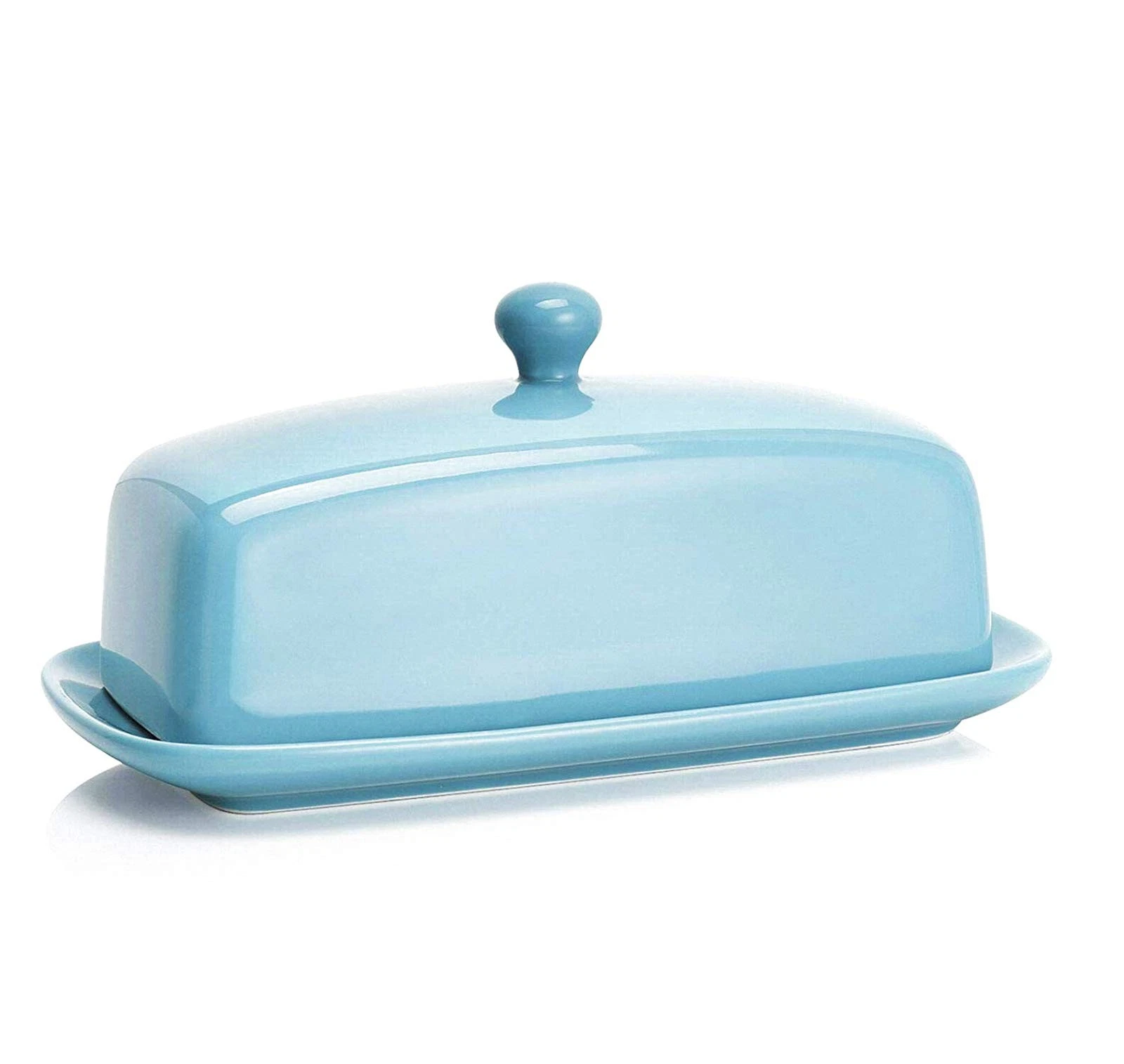 Sweese Butter Dish with Lid, Porcelain 5.6 x 2.5 x 1.8 inches, Turquoise
