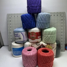 Mixed Lot 100% Mercerized Cotton Crochet Thread 12 Balls Both New And Used