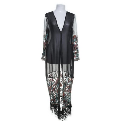 Strandkleid, Größe: L, Schwarz/Mehrfarbig, Polyester, Damen #hwG