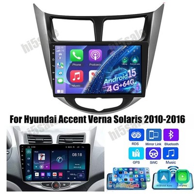 64G Android15 Car Radio Stereo GPS WiFi Carplay For Hyundai Accent Verna Solaris