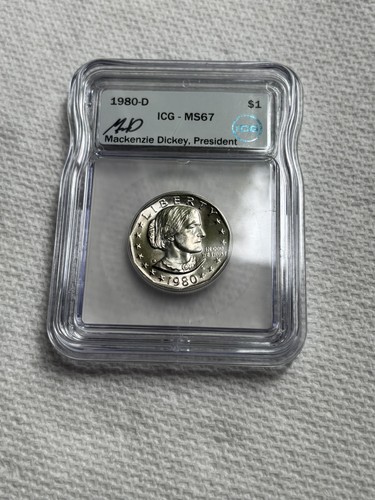 1980-D Susan B Anthony Dollar ICG MS67 Certified #6038840167 (Very Nice Coin!!!)