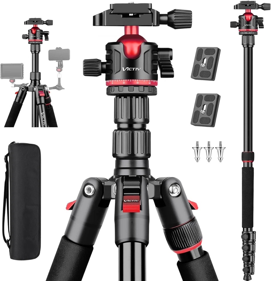 Heavy Duty 78" Travel Tripod for DSLR and Spotting Scope - Lightweight Design - Image 3 of 4