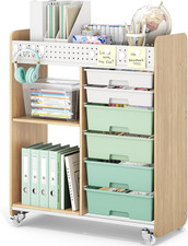 Rolling Storage Cart with Top Pegboard and 6 Drawers, Mobile Utility Cart on Whe
