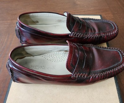 Bond & Dunn Oscar Penny Mens Loafers Burgandy Leather Size 9.5