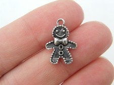 BULK 50 Gingerbread man charms antique silver tone CT81