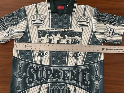NWT Supreme Por Ciento Logo Print Soccer Jersey Green Men's S FW22