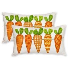 AACORS Easter Pillow Covers 12X20 Inch Set of 2,Five Watercolor Carrots Decor...