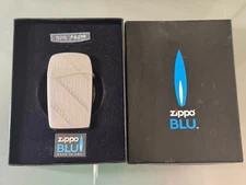 Vintage Zippo BLU 2 Butane Gas Lighter, With Box, BLU Chrome Pathways W/Box